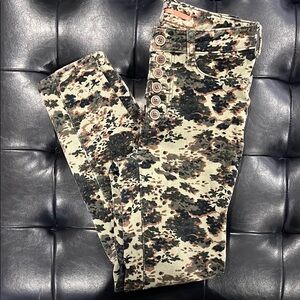 Anthropologie Green and Brown Skinny Camouflage Pants